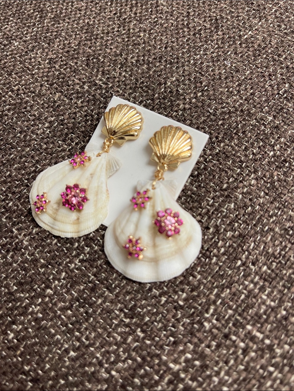 Seashell Pink Stones Earrings